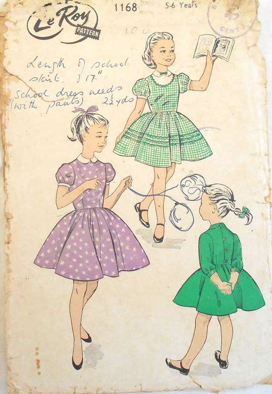 V/VINTAGE LE ROY 1168 GIRLS DRESS 5 - 6 YEARS COMPLETE-ZIPLOC