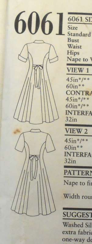 NEW LOOK 6061 FRONT BUTTON DRESS WITH TIEBACK SIZE 8-18 COMPLETE-CUT TO 8/10