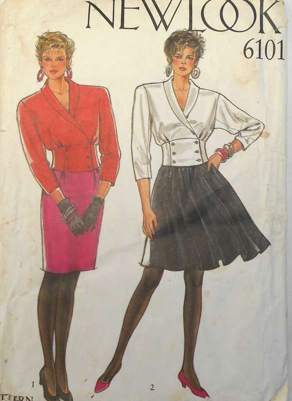 NEW LOOK 6101 JACKET WITH DBL BREAST & STRAIGHT OR WIDE SKIRT SIZE 8-18 COMPLETE-CUT TO 12
