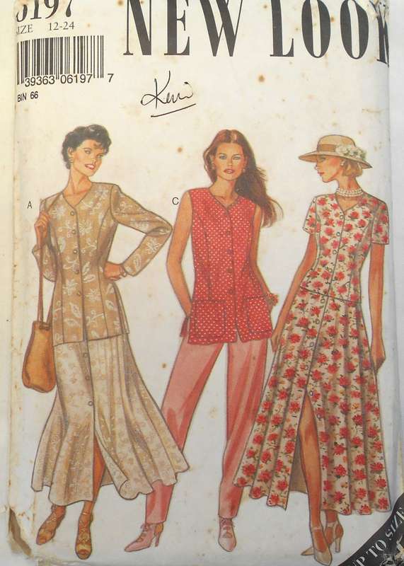 NEW LOOK 6197 DRESS-JACKET-TOP-SKIRT-PANTS SIZE 10-24 COMPLETE-CUT TO 12