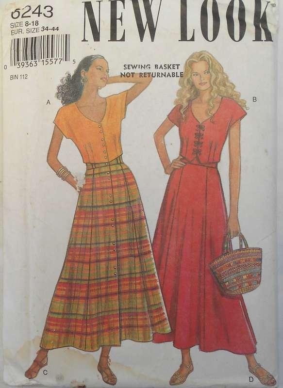 NEW LOOK 6243 CROPPED TOP & WIDE SKIRT SIZE 8-18 COMPLETE-UNCUT -F/FOLDED