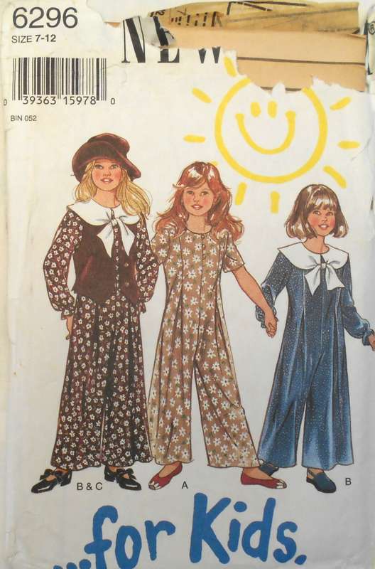 NEW LOOK 6296 GIRLS JUMPSUIT & WAISTCOAT SIZE 7-12 Years COMPLETE- CUT to 12 YEARS