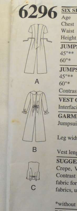 NEW LOOK 6296 GIRLS JUMPSUIT & WAISTCOAT SIZE 7-12 Years COMPLETE- CUT to 12 YEARS
