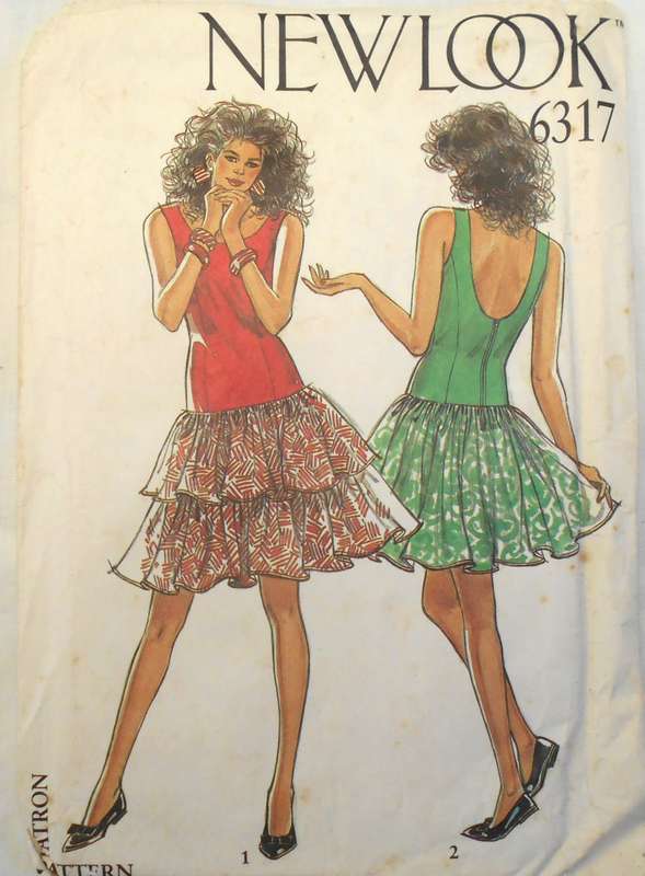 NEW LOOK 6317 FITTED BODICE DDRESS WITH KIRT TIERS SIZE 8-18 COMPLETE-CUT TO 18