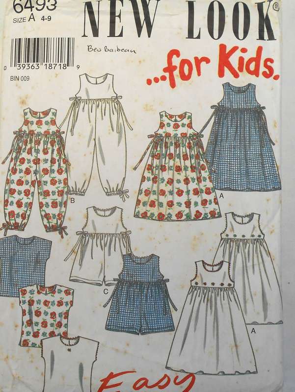 NEW LOOK 6495 GIRLS DRESS & JUMPSUIT SIZE 4-9 YEARS COMPLETE-UNCUT-F/FOLDED