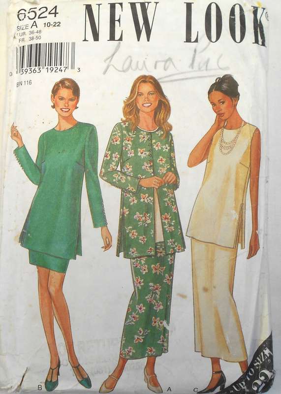 NEW LOOK 6524 LONG JACKET-TUNCI-TOP-SKIRT SIZE 10-22 COMPLETE-CUT TO 18