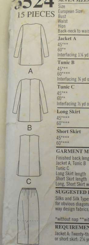 NEW LOOK 6524 LONG JACKET-TUNCI-TOP-SKIRT SIZE 10-22 COMPLETE-CUT TO 18
