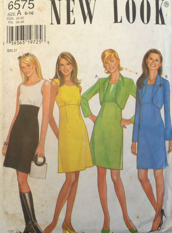 NEW LOOK 6575 HIGH WAIST DRESS & BOLERO SIZE 6-16 COMPLETE-CUT TO 12