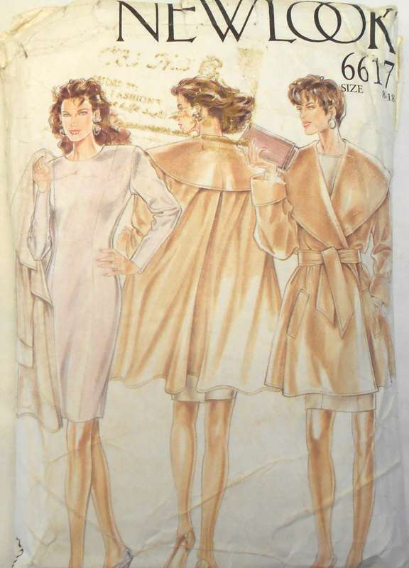 NEW LOOK 6617 COAT WITH WITH COLLAR & LONG SLEEVE DRESS SIZE 8-18 SEE LISTING-CUT TO 18