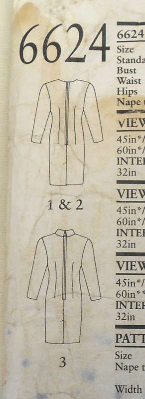 NEW LOOK 6624 LONG SLEEVE DRESS WITH NECK VARIATIONS SIZE 8-18 COMPLETE-CUT TO 12