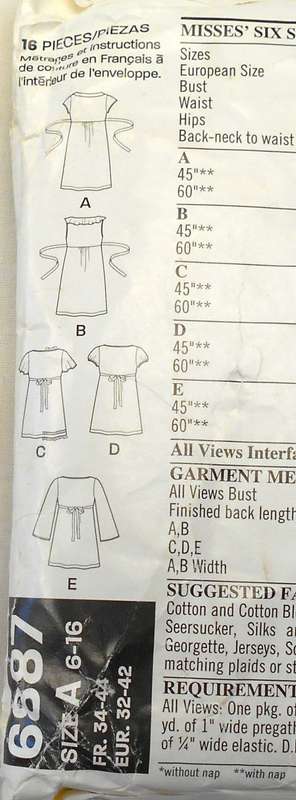 NEW LOOK 6887 DRESS WITH TIEBACK WITH COLLAR & SLEEVE VARIATIONS SIZE 6-16 COMPLETE-CUT TO 16