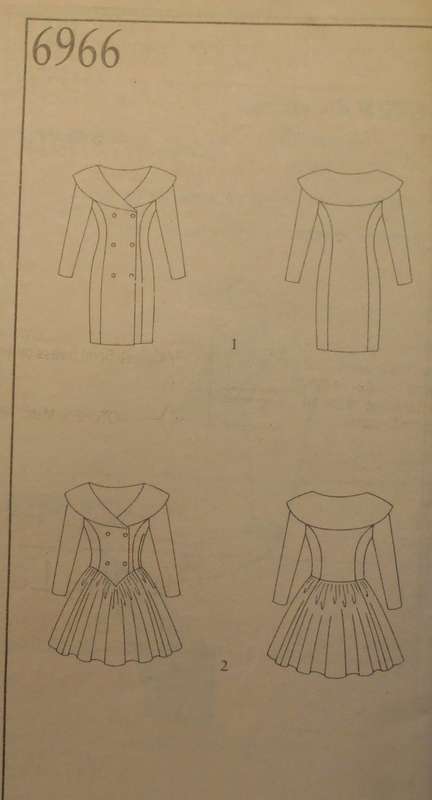 NEW LOOK 6966 FRONT DBL BREASTED BUTTON DRESS + CONTRAST COLLAR SIZE6-16 COMPLETE-CUT TO 16-NO COVER