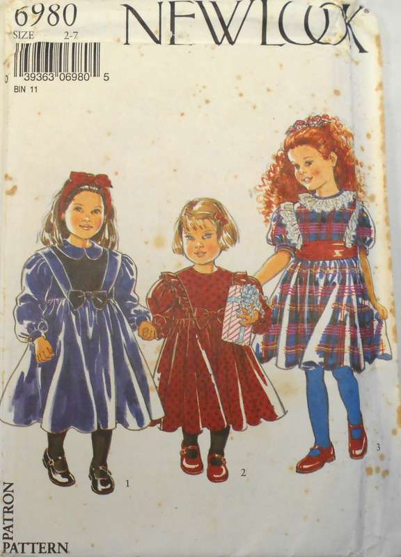 NEW LOOK 6980 GIRLS DRESS & SASH SIZE 2-7 YEARS COMPLETE-UNCUT-F/FOLDED
