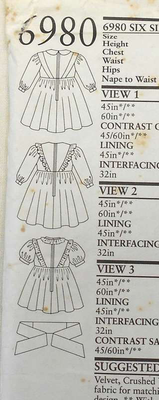 NEW LOOK 6980 GIRLS DRESS & SASH SIZE 2-7 YEARS COMPLETE-UNCUT-F/FOLDED