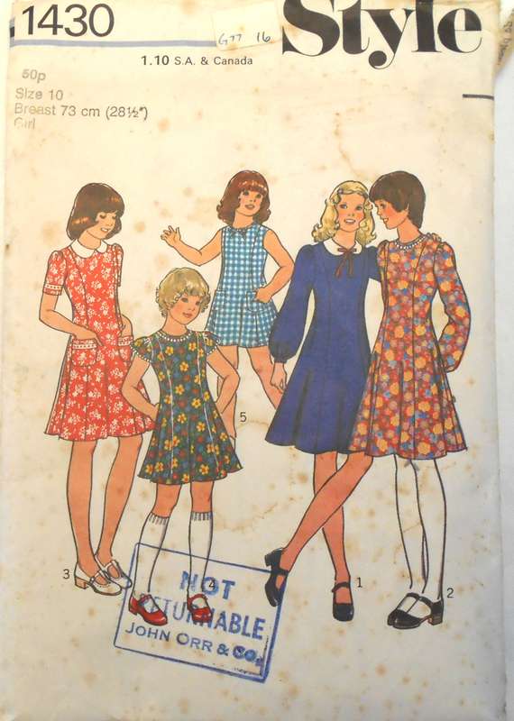VINTAGE STYLE 1430 GIRLS DRESS SIZE 10 YEARS BREAST 72 CM - NO SLEEVE G SUPPLIED