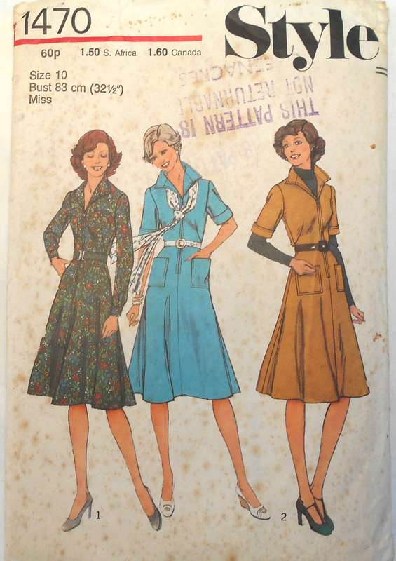 VINTAGE STYLE 1470 DRESS WITH WAISTLINE SEAM SIZE 10 BUST 83 CM -COMPLETE