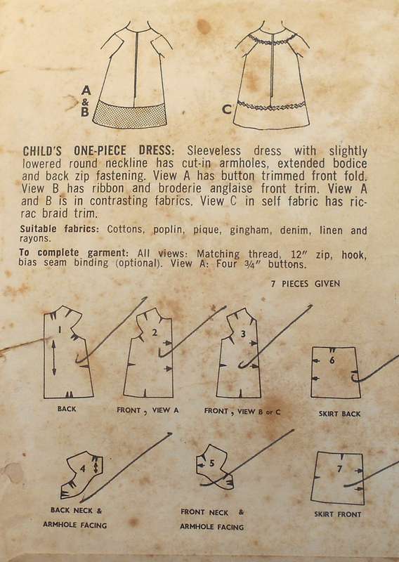 VINTAGE STYLE 1950 GIRLS ONE PIECE DRESS SIZE 2 YEARS -COMPLETE-NO SEWING INSTRUCTIONS SUPPLIED