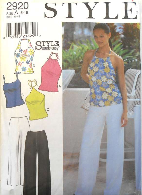 STYLE 2920 HALTER TOPS & PANTS SIZE 6-16 COMPLETE-CUT TO 16