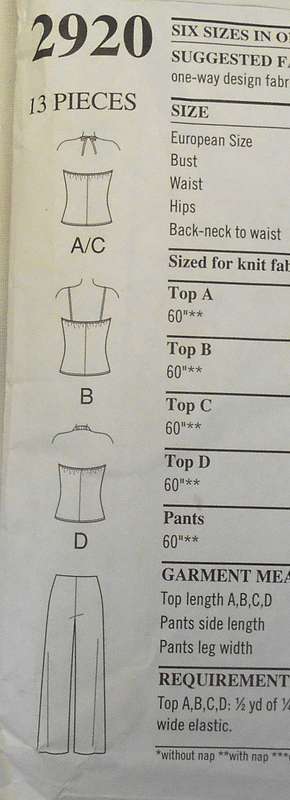 STYLE 2920 HALTER TOPS & PANTS SIZE 6-16 COMPLETE-CUT TO 16