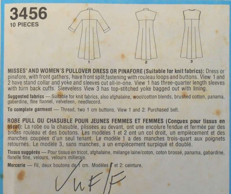 STYLE 3456 PULLOVER DRESS SIZE 14-16-18-20 COMPLETE-UNCUT-F/FOLDED