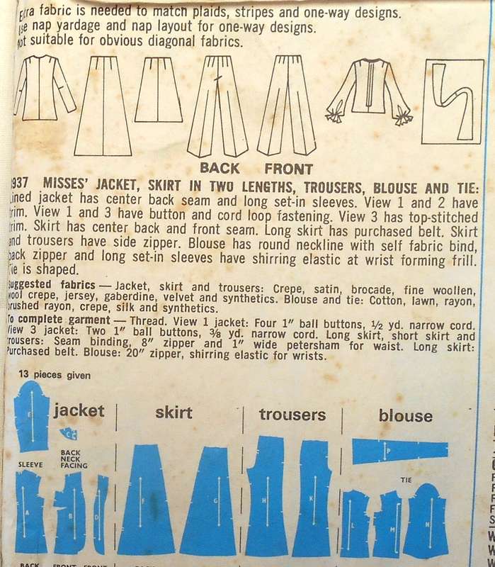 VINTAGE STYLE 3937 JACKET-SKIRT-PANTS-BLOUSE-TIE SIZE 16 BUST 38 COMPLETE