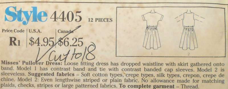 STYLE 4405 PULLOVER DRESS SIZE 14-16-18 COMPLETE-CUT TO 18