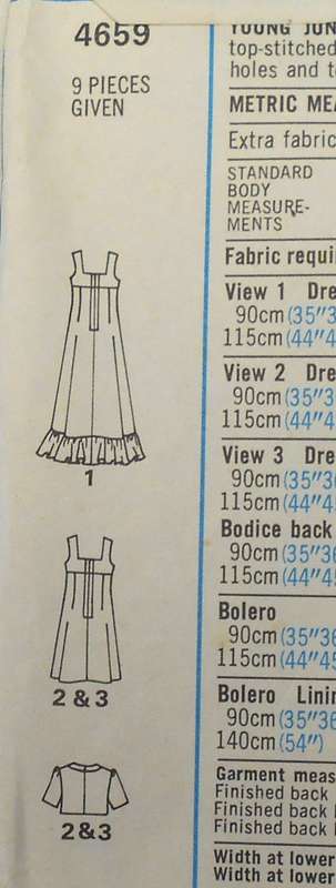 VINTAGE STYLE 4659 DRESS & BOLERO SIZE 13/14 BUST 33 1/2 COMPLETE