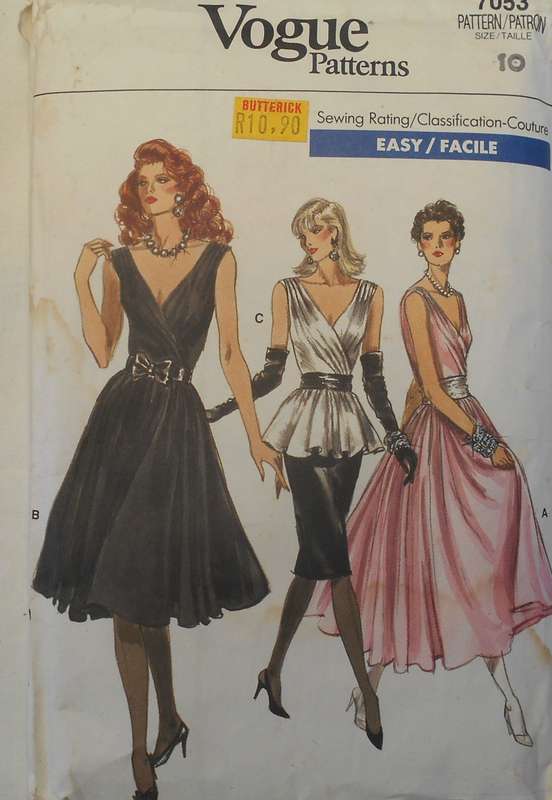 VOGUE 7053 STUNNING DRESS-TOP-SKIRT SIZE 10 COMPLETE PART CUT