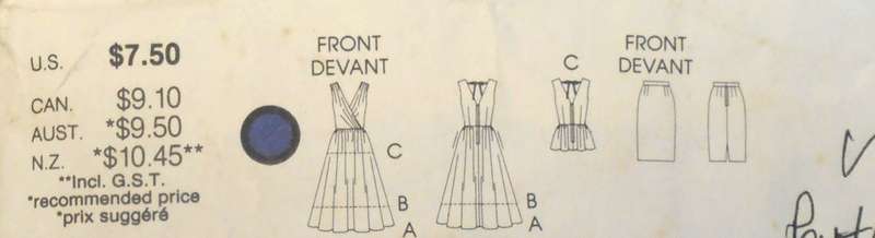 VOGUE 7053 STUNNING DRESS-TOP-SKIRT SIZE 10 COMPLETE PART CUT