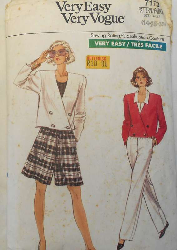 VOGUE 7173 JACKET-SHORTS-PANTS SIZE 14-16-18 COMPLETE-NO SEWING INSTRUCTIONS SUPPLIED