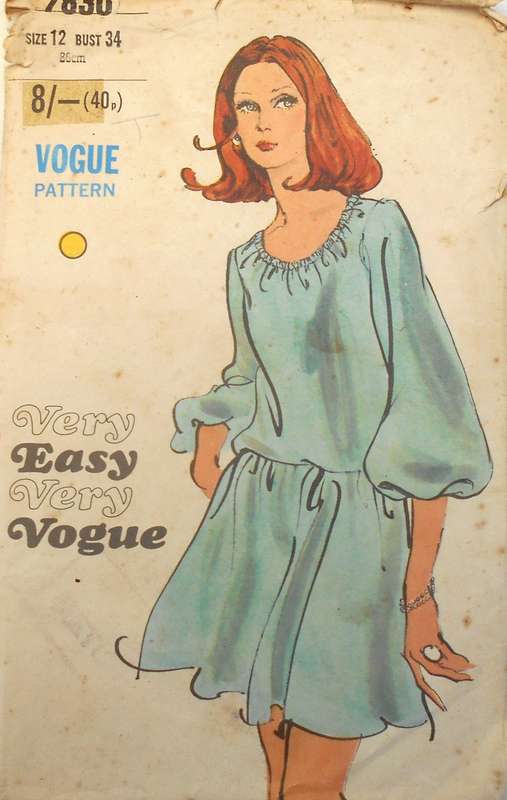 VINTAGE VOGUE 7830 ONE PIECE DRESS SIZE 12 BUST 34 COMPLETE-NO FACINGS SUPPLIED