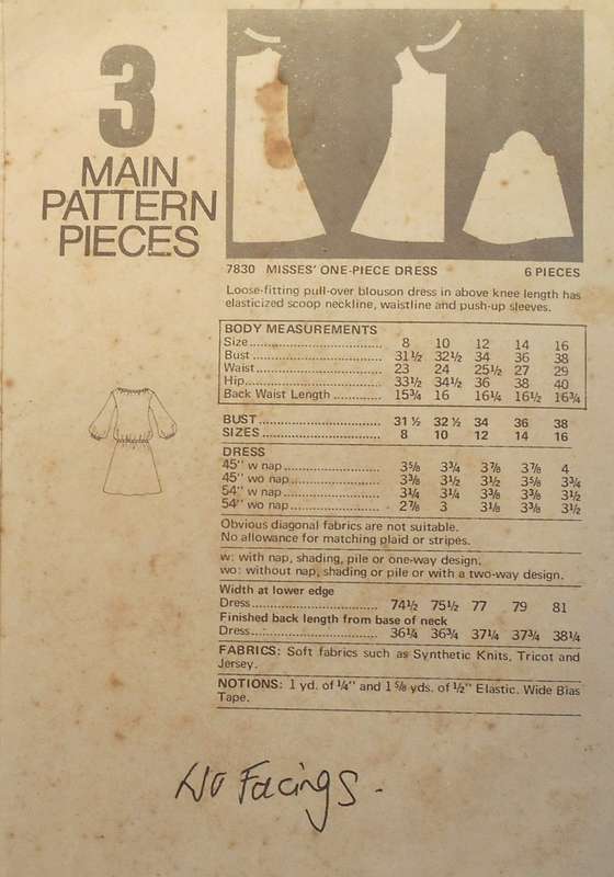 VINTAGE VOGUE 7830 ONE PIECE DRESS SIZE 12 BUST 34 COMPLETE-NO FACINGS SUPPLIED