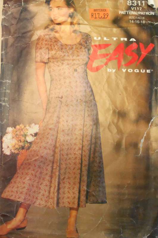VOGUE 8311 FITTED & FLARED DRESS SIZE 14-16-18 COMPLETE-CUT TO 18-ZIPLOC