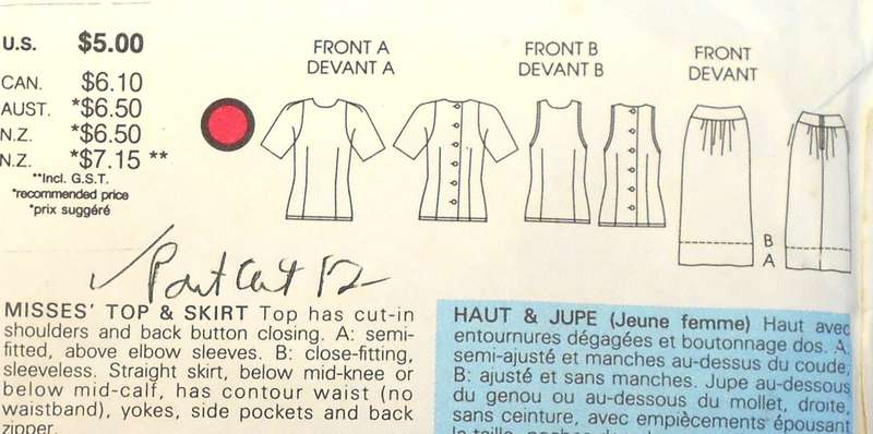 VOGUE 9607 TOP & SKIRT SIZE 8-10-12 CUT TO 12 COMPLETE