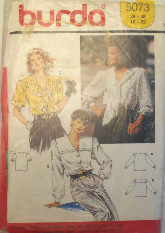 BURDA 5073 BLOUSE SIZE 12-22 COMPLETE-CUT TO 22