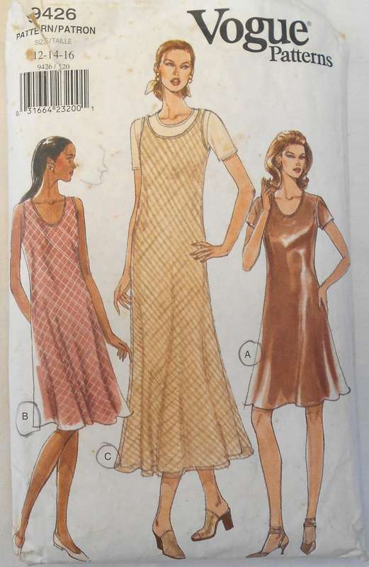 VOGUE 9426 DRESS & PINAFORE SIZE 12-14-16 DRESS PATTERN B NOT SUPPLIED- CUT TO 14