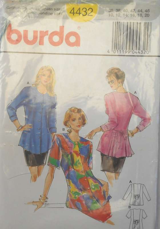 BURDA 4432 TIE BACK TOP SIZE 10-20 COMPLETE-CUT TO 14