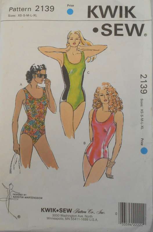 KWIK SEW 2139 FULL SWIMMING COSTUME SIZES XS-S-M-L-XL (80-114 CM) COMPLETE CUT TO XL 110-114 CM