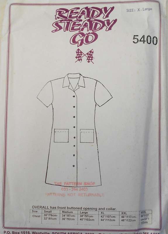 READY STEADY GO 5400 OVERALL WITH FRONT BUTTON OPENING SIZE XL 43-44 - NO POCKET PATTERN