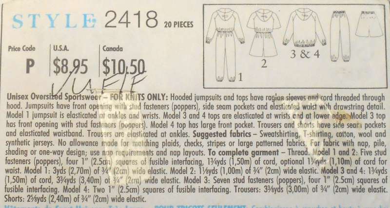 STYLE 2418 OVERSIZE UNISEX HOOD JUMPSUITS-HOODIES-PANTS-SHORTS SIZE S-XXL(32-48) COMPLETE-UNCUT-F/F