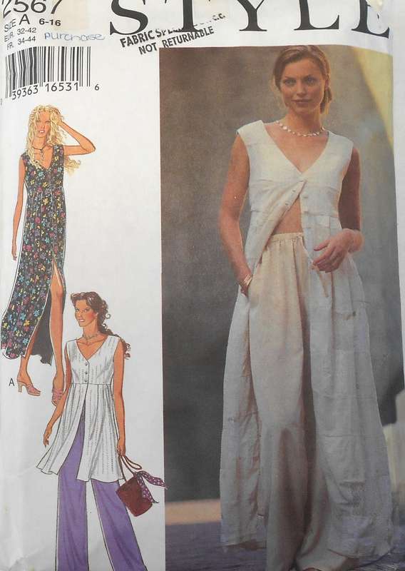 STYLE 2567 HIGH WAIST FRONT BUTTON DRESS & PANTS SIZE 6-16 COMPLETE-PART CUT TO 18