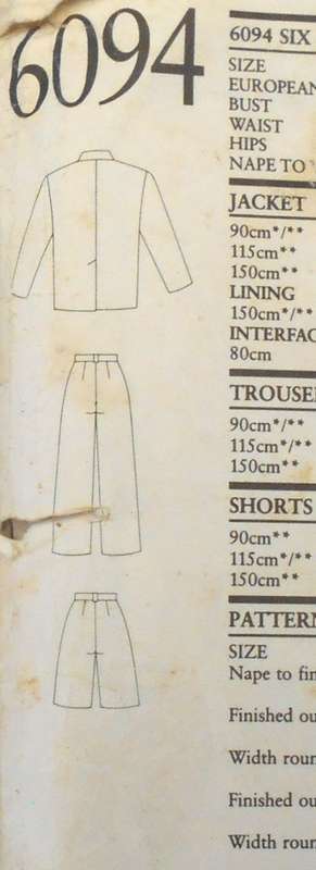NEW LOOK PATTERNS 6094 JACKET-PANTS-SHORTS SIZE 8-18 COMPLETE CUT TO 12