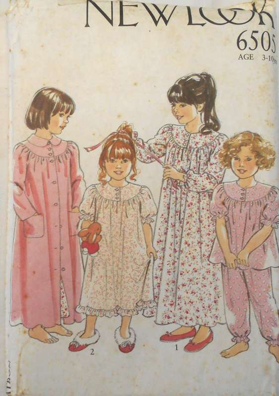 NEW LOOK  6505 GIRLS DRESSING GOWN-NIGHTIE SIZE 3-10 Y RS COMPLETE-PAGE 1/2 INSTRUCTIONS NOT SUPPLIE