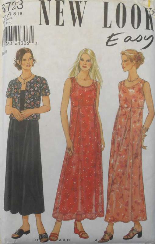 NEW LOOK PATTERNS 6733 SHOESTRING STRAP DRESS-BOLERO SIZE 8-18 COMPLETE-PART CUT ONLY BODICE