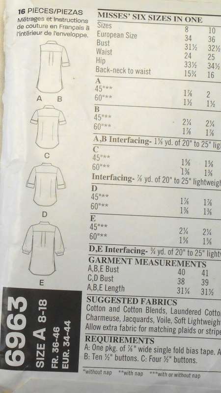 NEW LOOK PATTERNS 6963 COLLARED SHIRT WITH SLEEVE VARIAITIONS SIZE 8-18 COMPLETE CUT TO 18