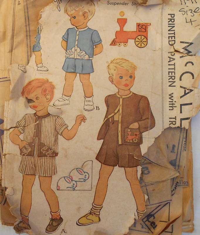 V/VINTAGE McCALLS 1141 SHORTS & SUSPENDER+TRANSFER SIZE 4 YEARS NO JACKET PATTERN-ZIPLOC
