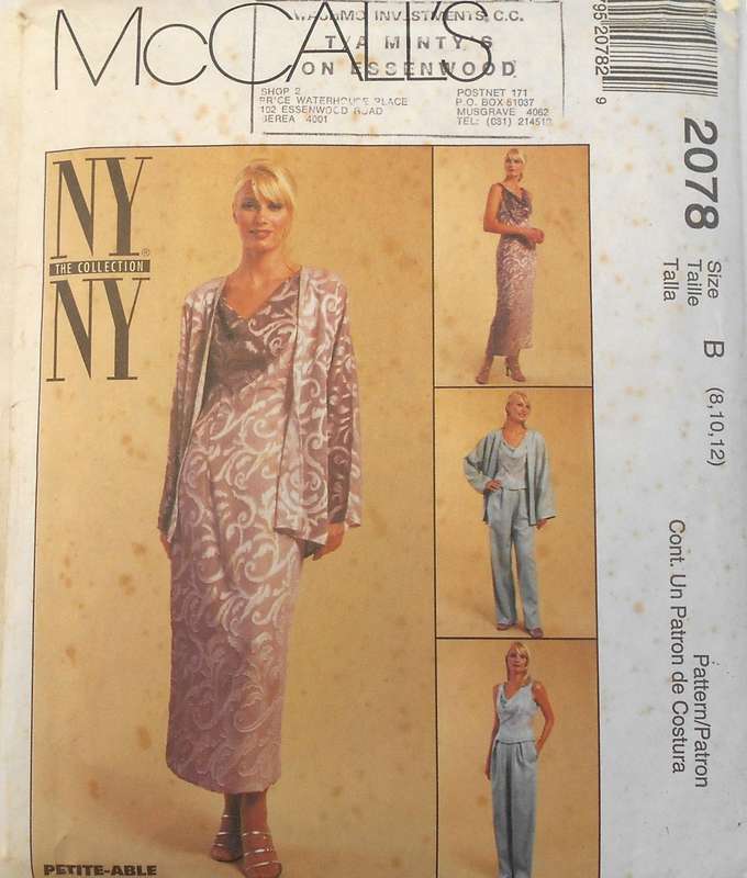 McCALLS 2078 LINED DRESS & JACKET SIZE 8-10-12 DRESS & JACKET CUT TO 8, NO PANTS PATTERN