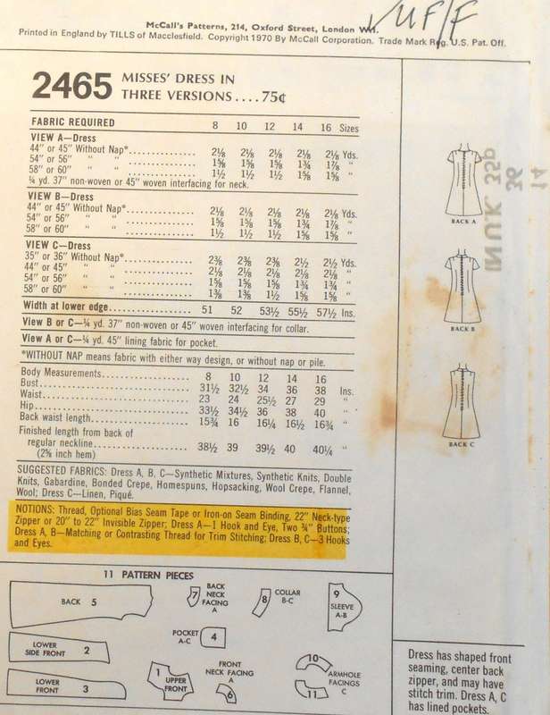 VINTAGE McCALLS 2465 DRESS IN 3 VERSIONS SIZE 14 BUST 36 COMPLETE-UNCUT-F/FOLDED