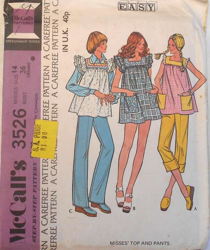 VINTAGE McCALLS 3526 TOP & PANTS SIZE 14 BUST 36" COMPLETE-UNCUT-F/FOLDED