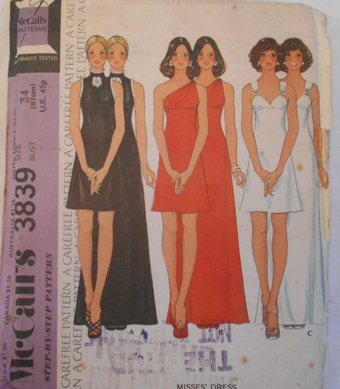 VINTAGE McCALLS 3839 DRESS SIZE 12 BUST 34" COMPLETE